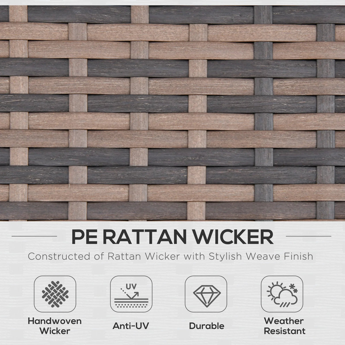 Woven rattan wicker panel in dark and light brown woven pattern