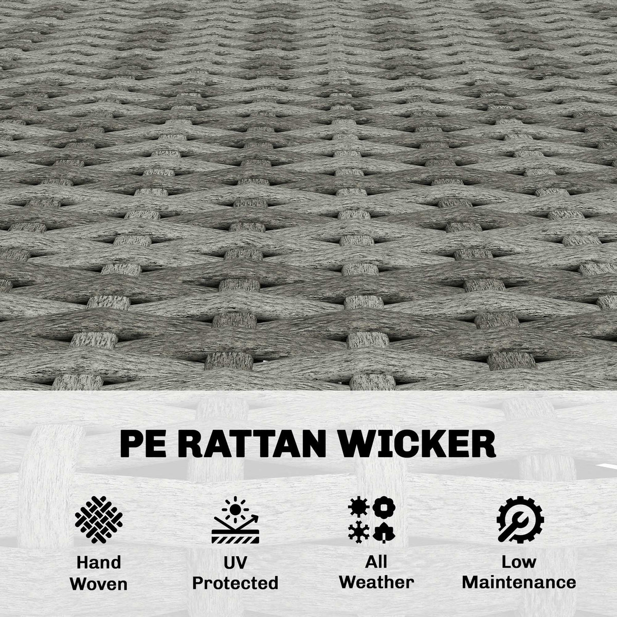 Dark grey woven rattan texture surface