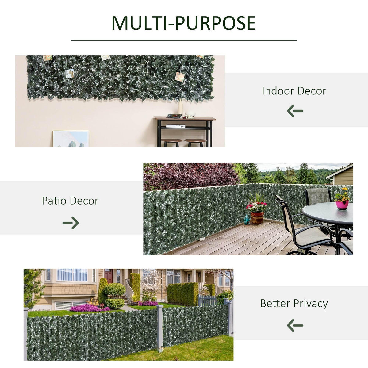 Dark green artificial leaf privacy screen panels for privacy and decor