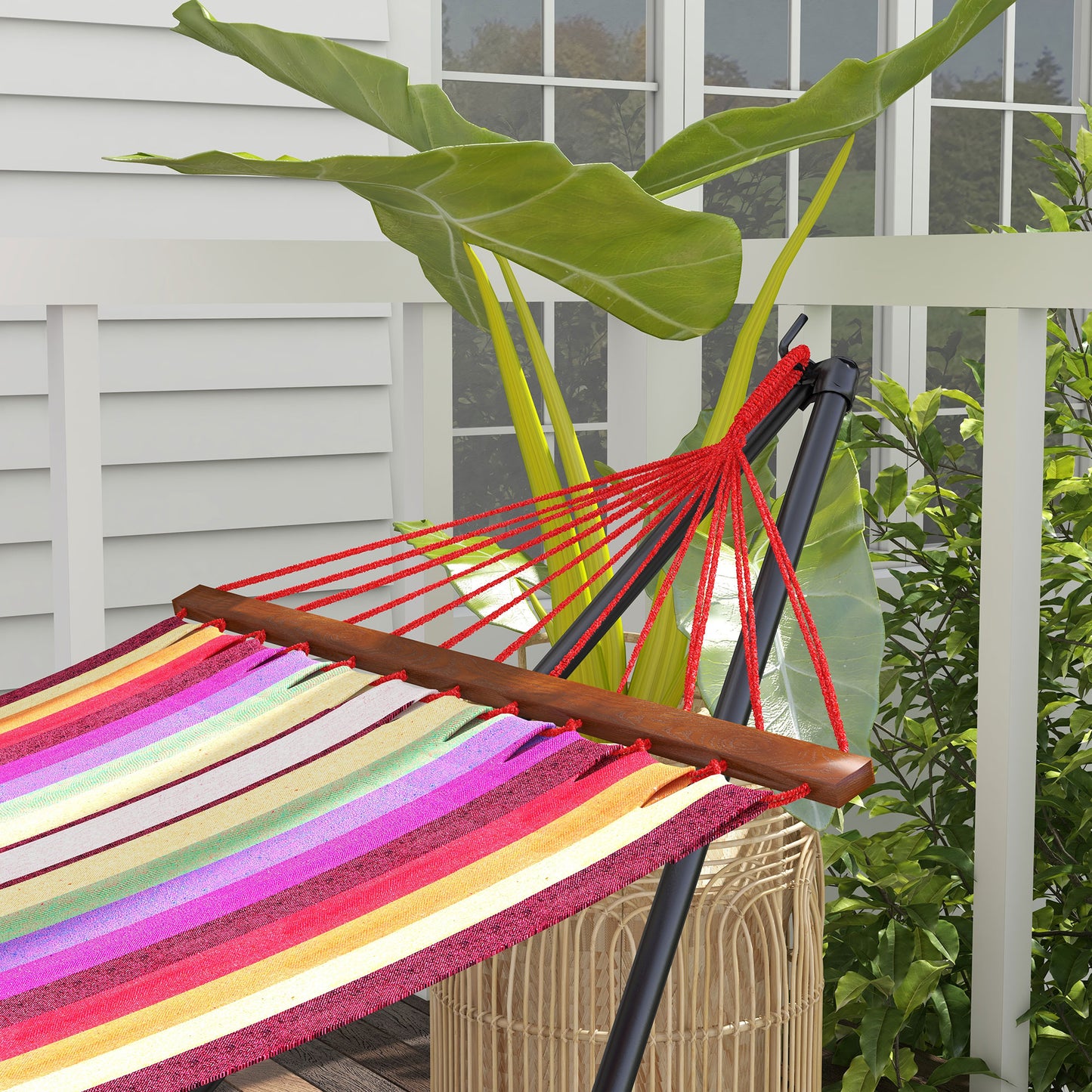 Outsunny Foldable Hammock Stand 2 In 1 Net And Chair Stand With Carry Bag Black