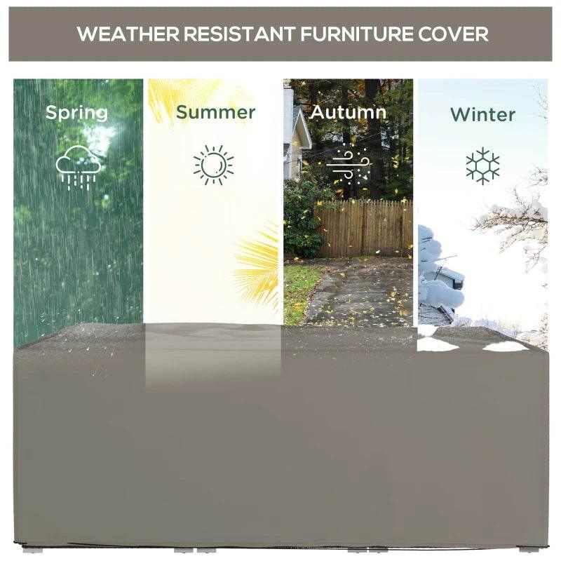 Grey outdoor patio set cover, weather protection cover with snug fitted shape