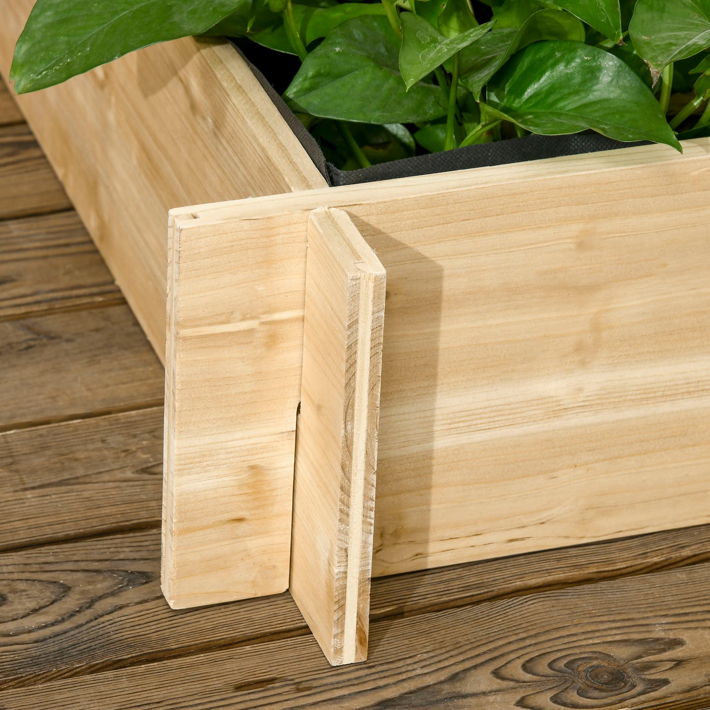 Outsunny 3 Tier Garden Planters With Trellis For Vine Climbing Wooden Raised Beds 95x95x110cm Natural Tone