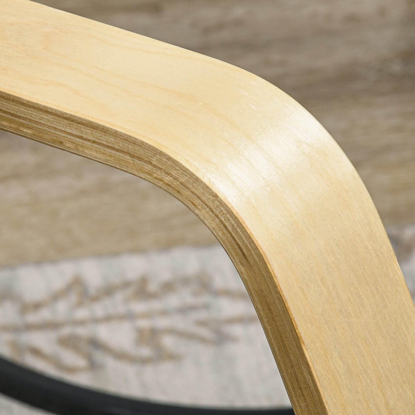 Outsunny Comfortable Birch Wood Rocking Recliner Lounge Chair with Adjustable Footrest and Side Pocket - Cream White - ALL4U RETAILER LTD