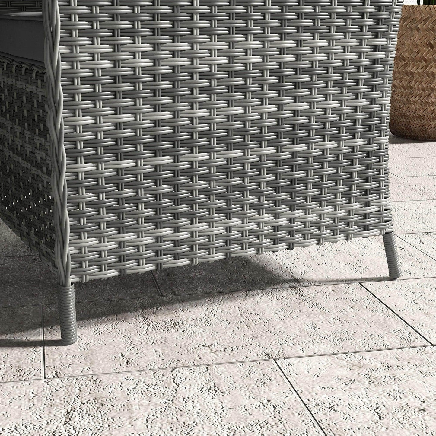 Outsunny 6 Pieces Garden Dining Set, 4 Seater Rattan Dining Set Outdoor with Umbrella, Cushions, Tempered Glass Top Table - ALL4U RETAILER LTD