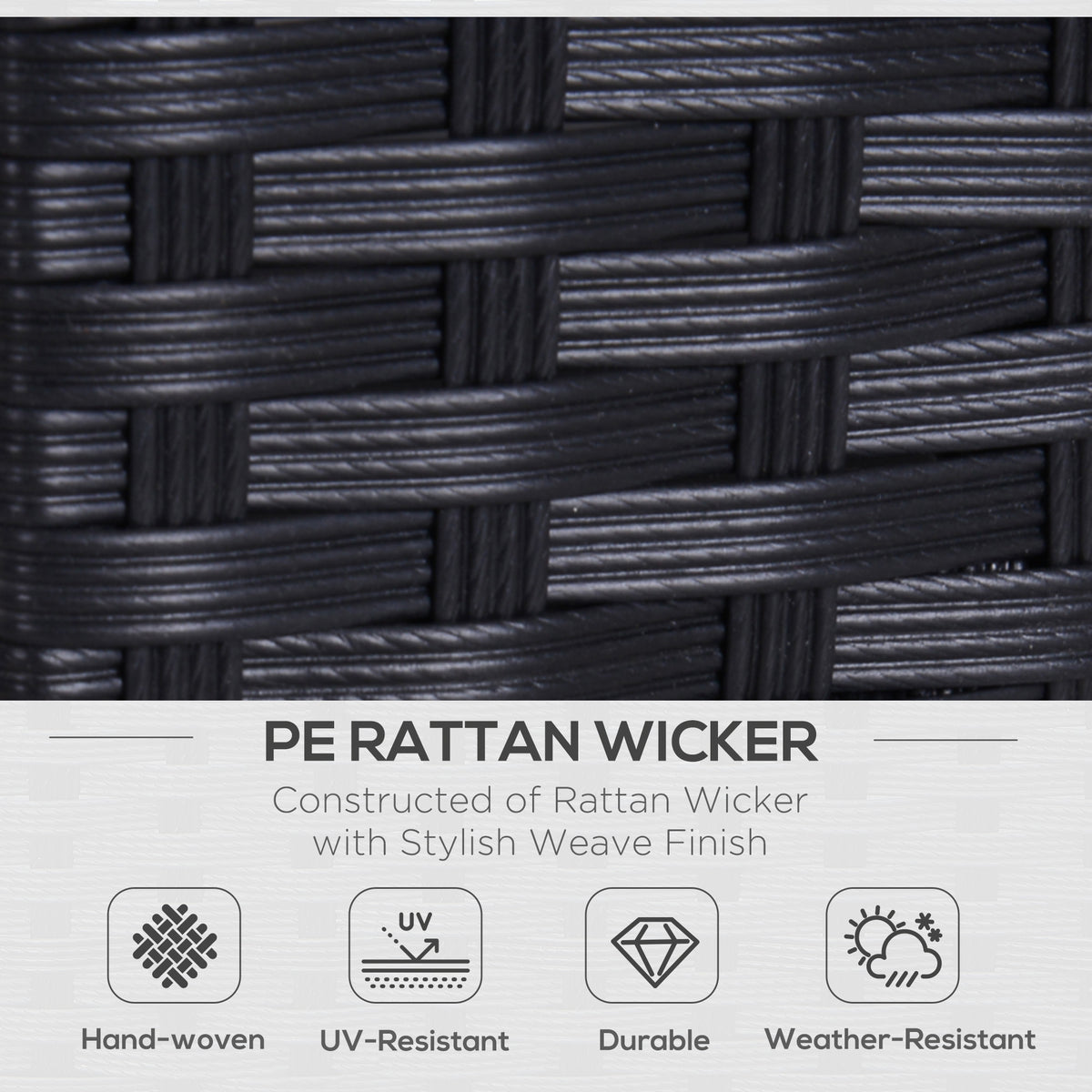 Black woven rattan wicker texture close-up