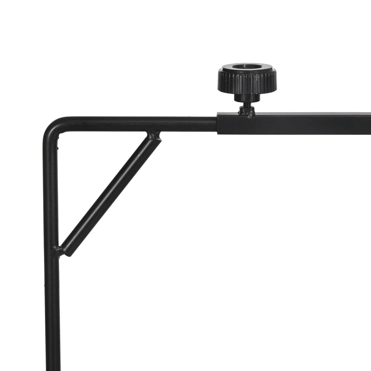 Black lamp stand bracket with top support and adjustable mounting knob