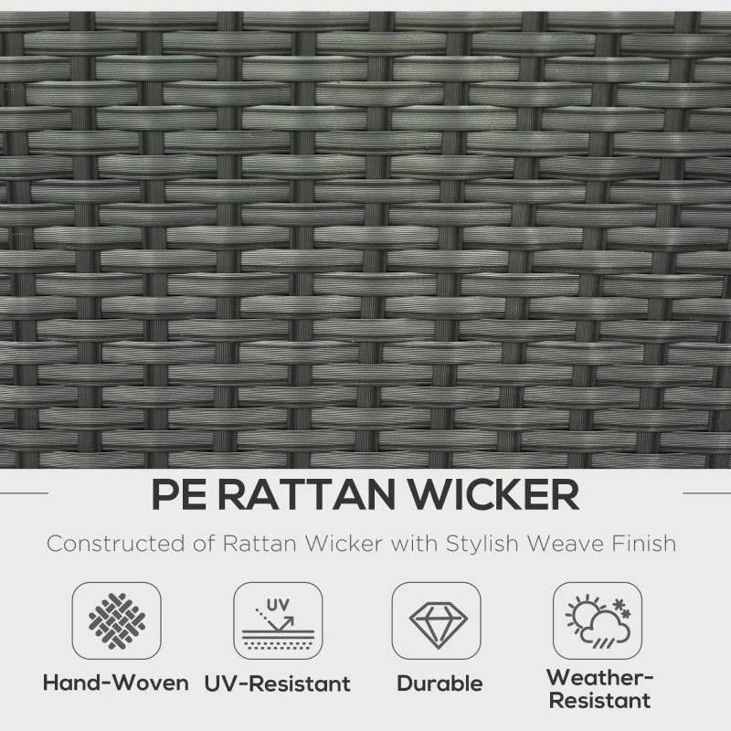 PE rattan wicker closeup with tight gray weave pattern