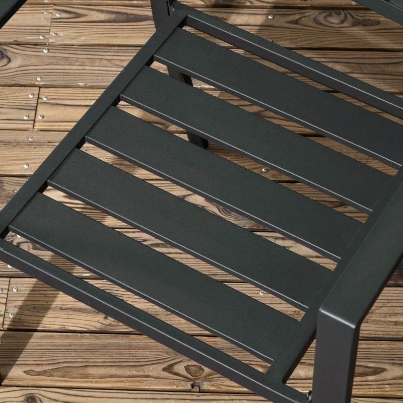 Black metal slatted chair frame with horizontal bars