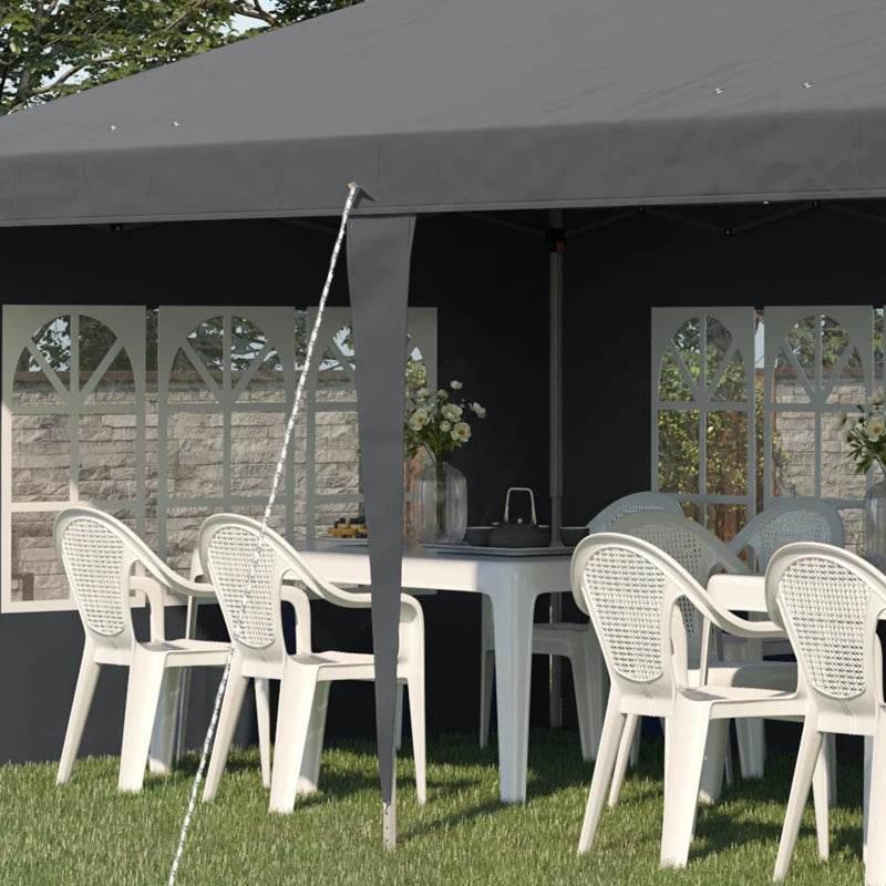 Outsunny 3 x 6m Pop Up Gazebo - Height Adjustable Marquee Party Tent with Sidewalls and Storage Bag in Elegant Grey Design - ALL4U RETAILER LTD