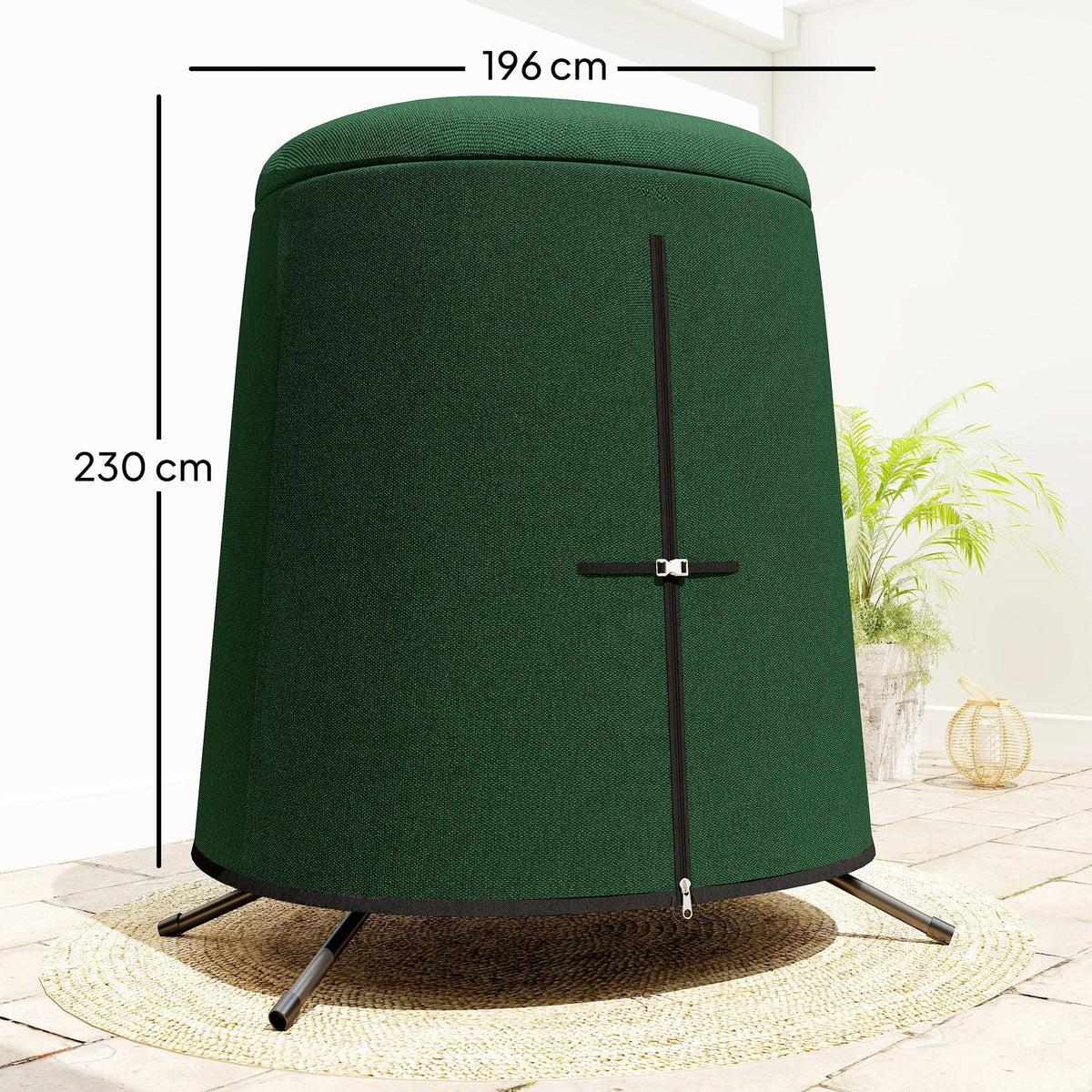 Green egg chair protective cover, 196 x 230 cm, full enclosure with zipper
