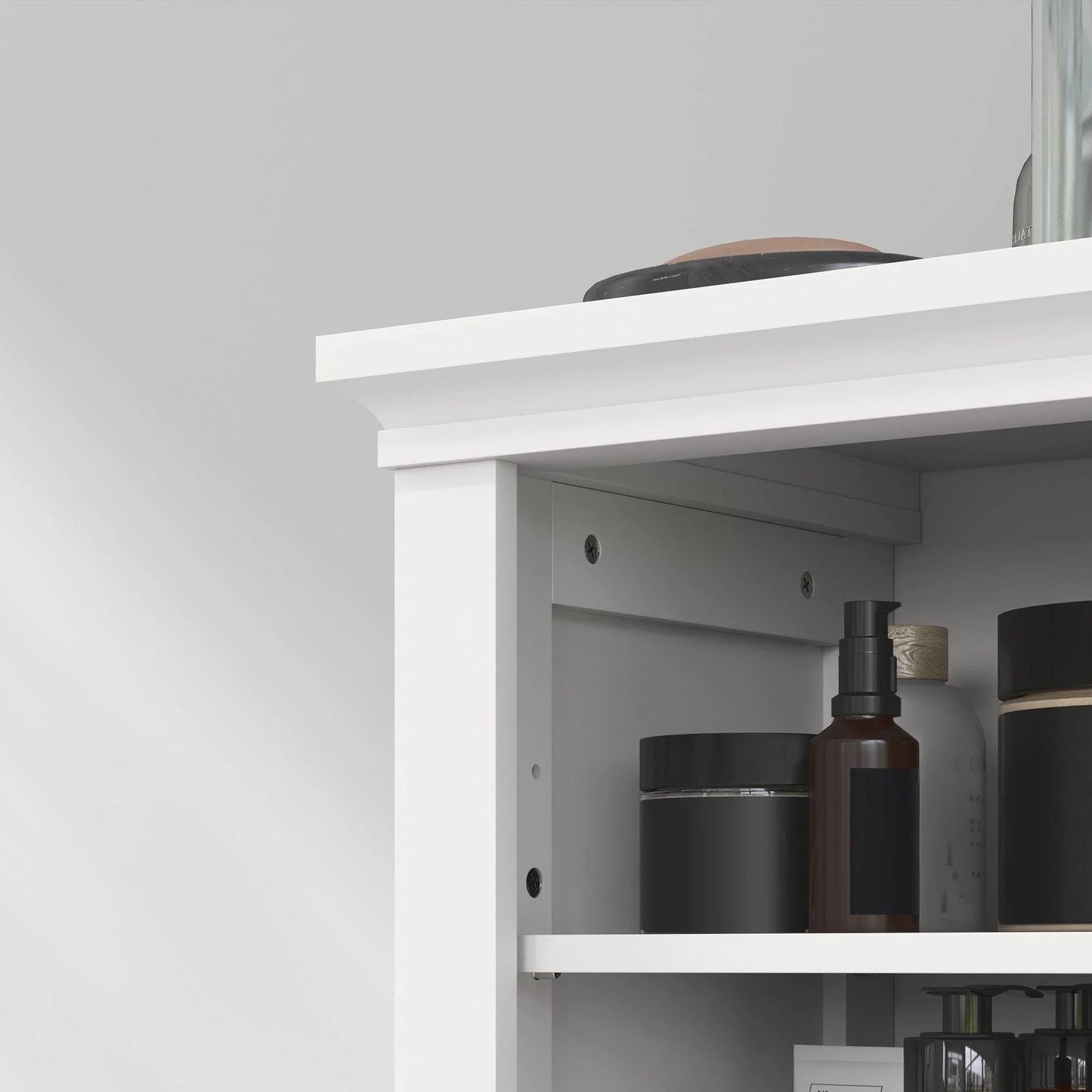 Compact White Bathroom Storage Cabinet with Adjustable Shelves - ALL4U RETAILER LTD