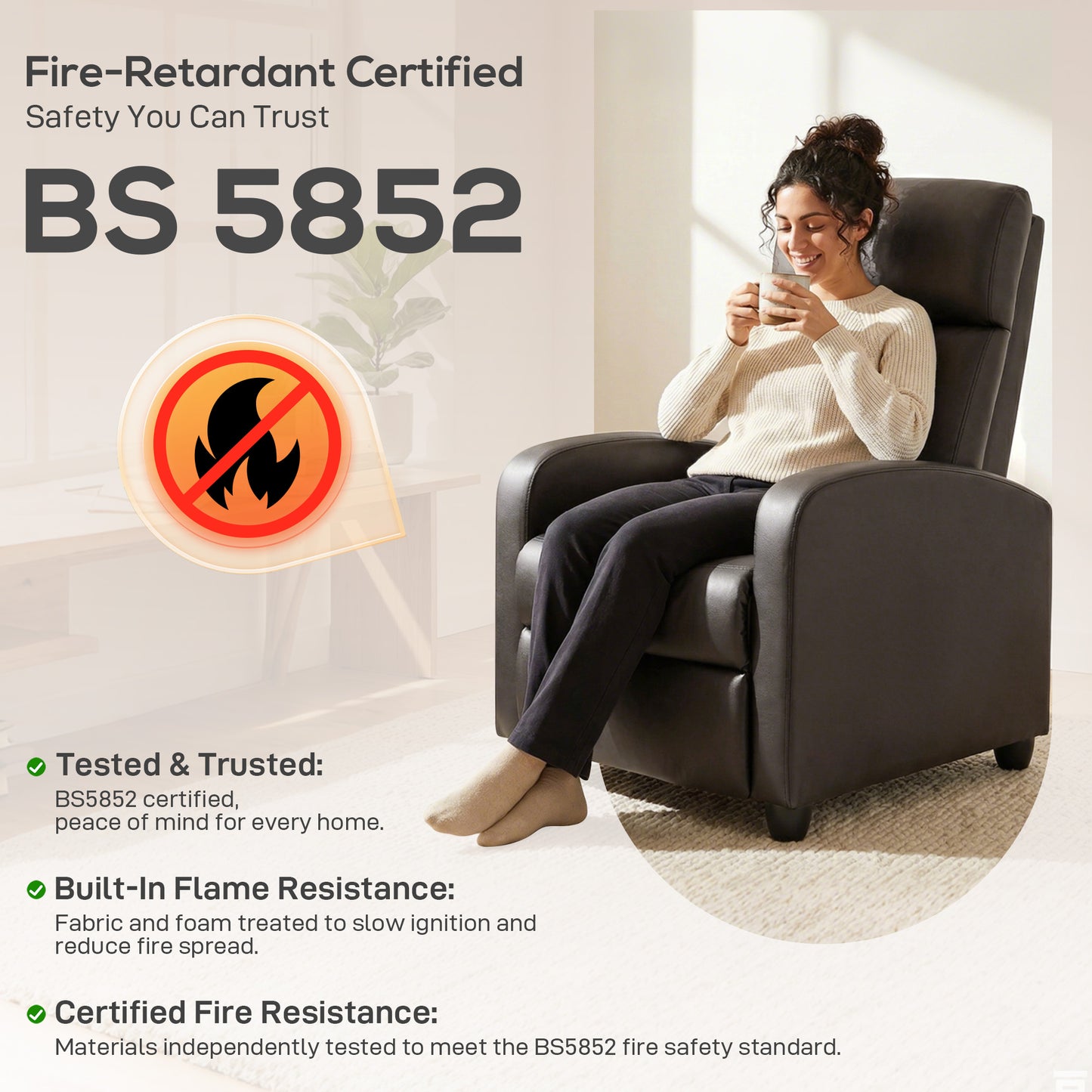 HOMCOM Massage Recliner Armchair Faux Leather Push Back Chair With Adjustable Leg Rest And Side Pocket Brown