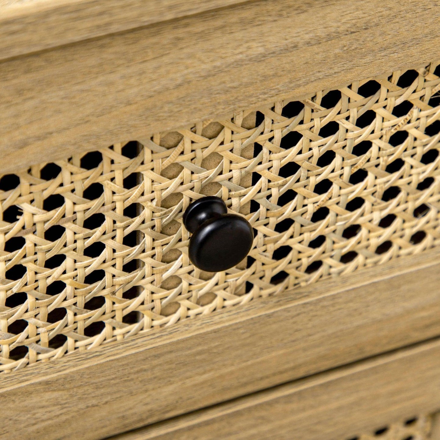 HOMCOM Chest of Drawers, 4 Drawer Unit Storage Organiser with Rattan Element - ALL4U RETAILER LTD