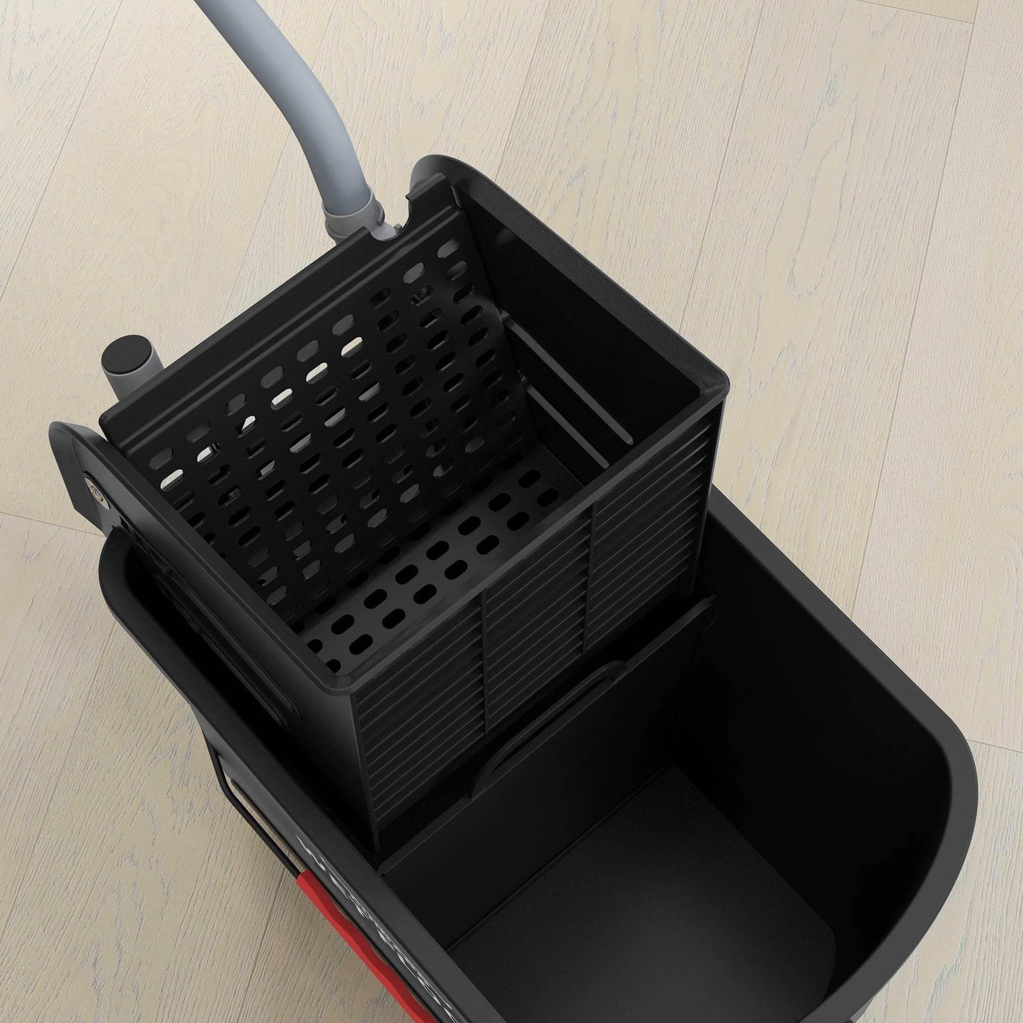 HOMCOM 20L Mobile Mop Bucket with Removable Wringer and Hygiene Separator, Black - ALL4U RETAILER LTD