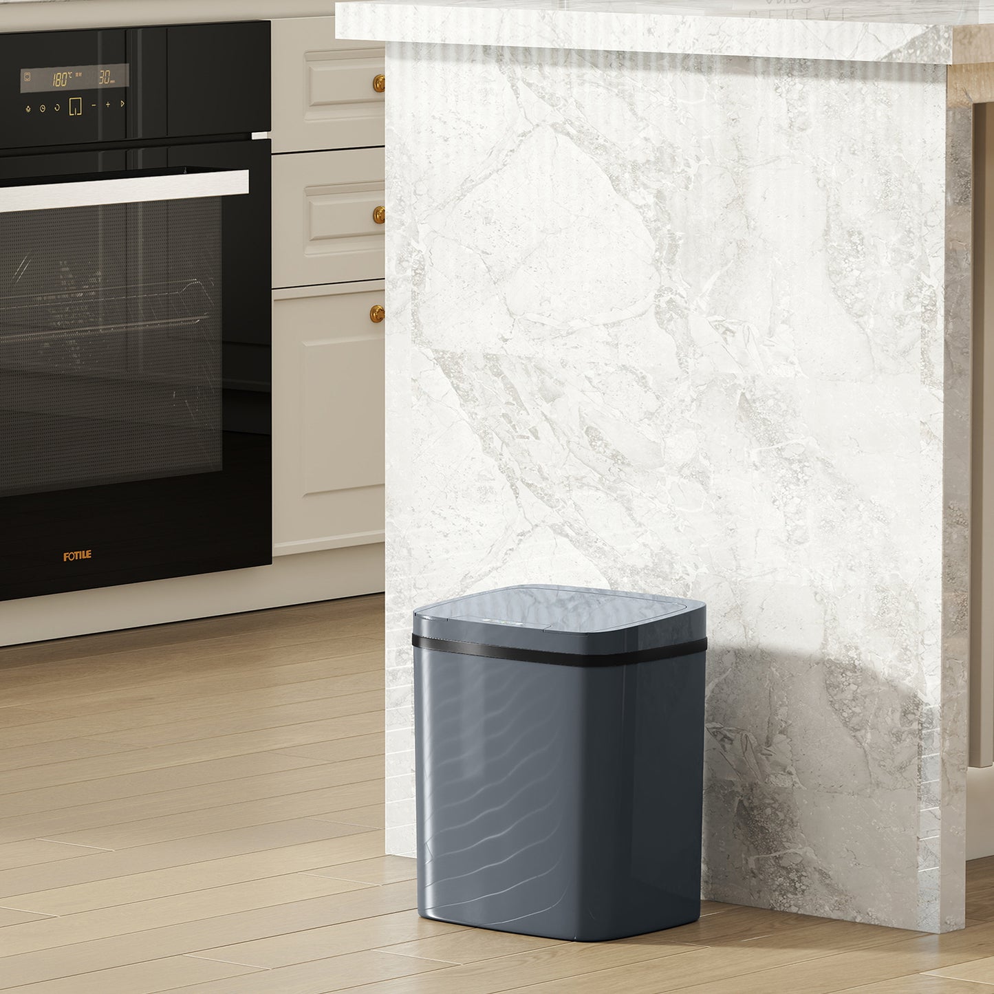 HOMCOM 15L Sensor Bin Automatic Touchless Kitchen Bin Battery Operated for Home Office Bedroom Bathroom Grey
