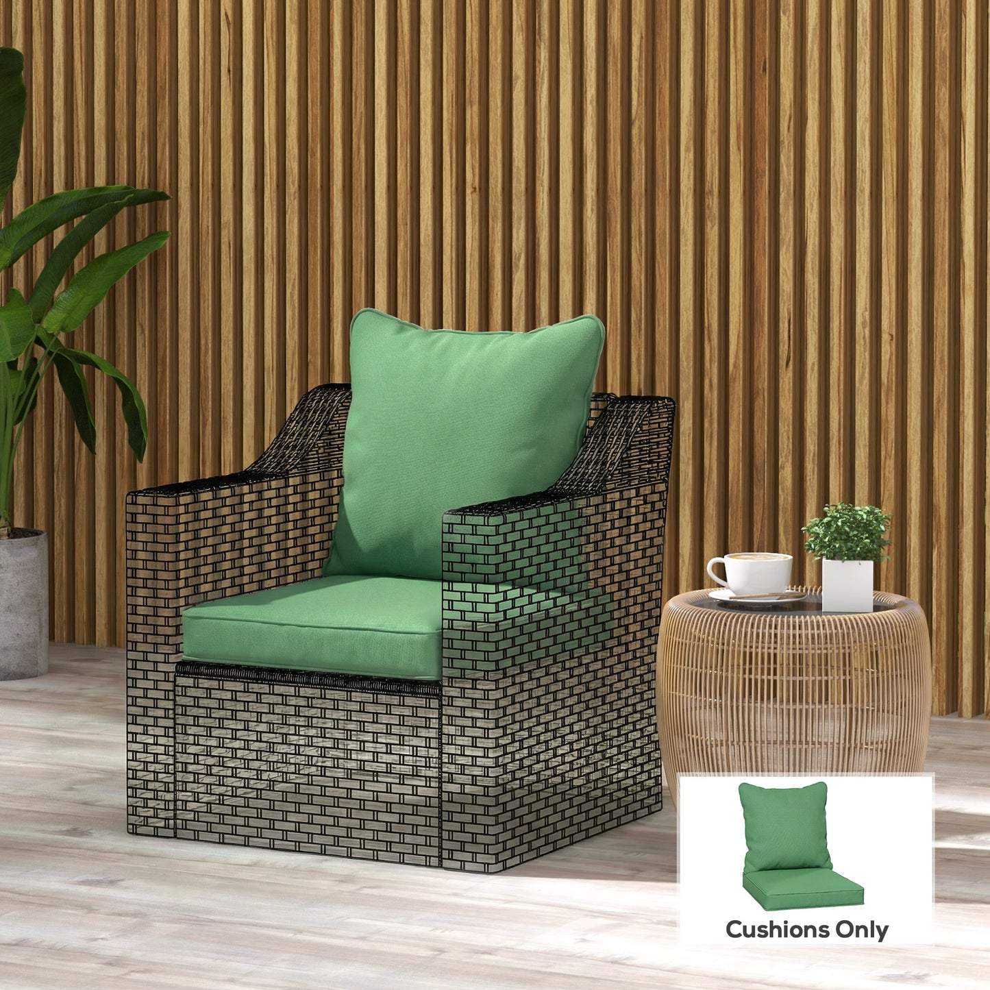 Outsunny Green Outdoor Seat And Back Cushion Set Cushions Only For Patio Garden Chairs With Thick Padding