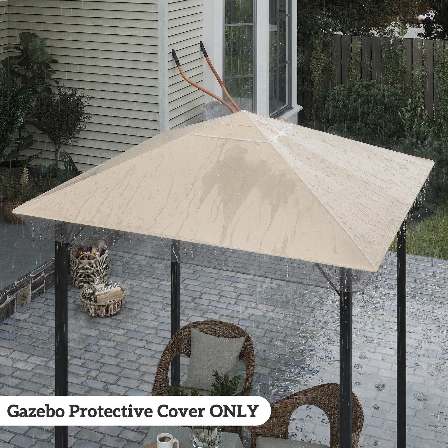 Outsunny 2x2m Gazebo Protective Cover Waterproof Rainproof Canopy and Tent Weatherproof Shield