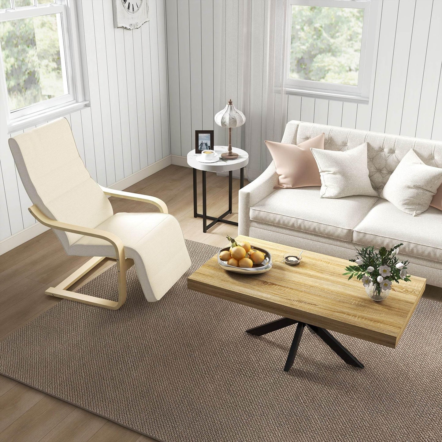 HOMCOM Set of 2 Elegant White Round Side Tables with Metal 'X' Legs for Modern Living Spaces - ALL4U RETAILER LTD