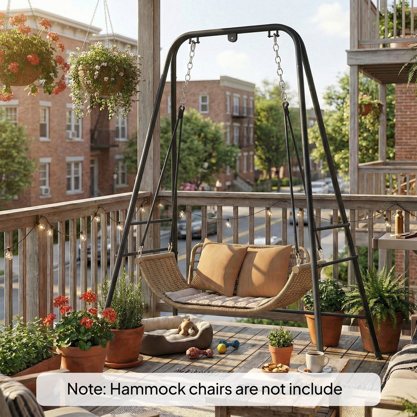 Outsunny Hammock Chair Stand 150 Kg Load Capacity For Indoor Outdoor Use Black All Weather