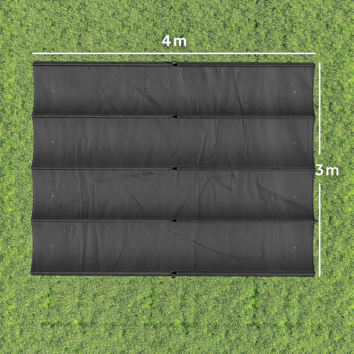 Dark grey retractable pergola canopy replacement cover, flat fabric panel view with seams