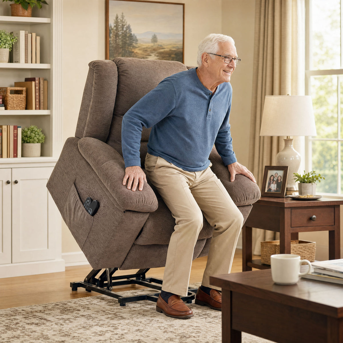 Homcom Oversized Wide Power Lift Recliner Chair With Massage And Heat Brown