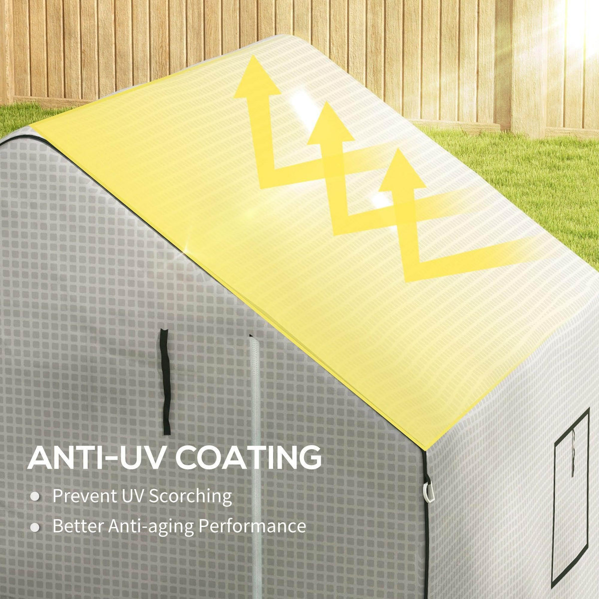 White PE greenhouse cover fabric panel with yellow UV-coating stripe