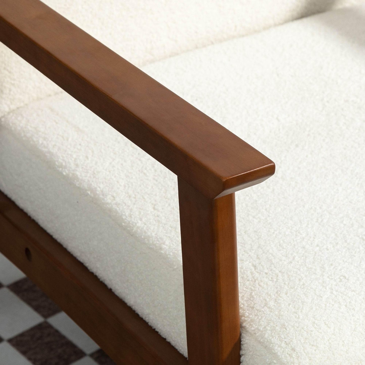 HOMCOM Mid Century White Boucle Accent Chair - Retro Comfort - ALL4U RETAILER LTD