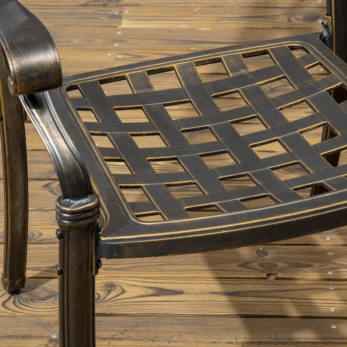 Outsunny 6-Seater Patio Dining Set with Umbrella Hole, Cast Aluminum Furniture - ALL4U RETAILER LTD