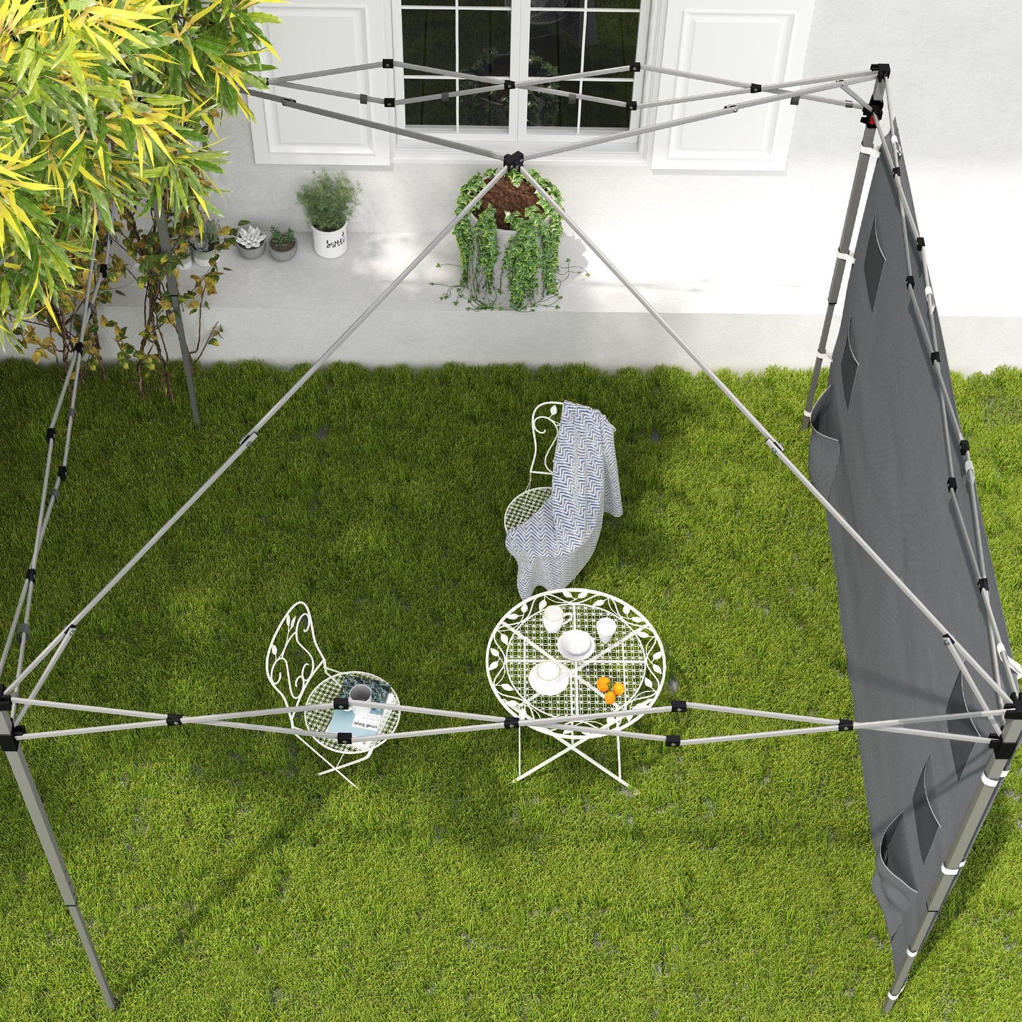 Outsunny 195 x 295cm Replacement Gazebo Sidewall Grey For 3x3m Outdoor Gazebo With Four Mesh Pockets