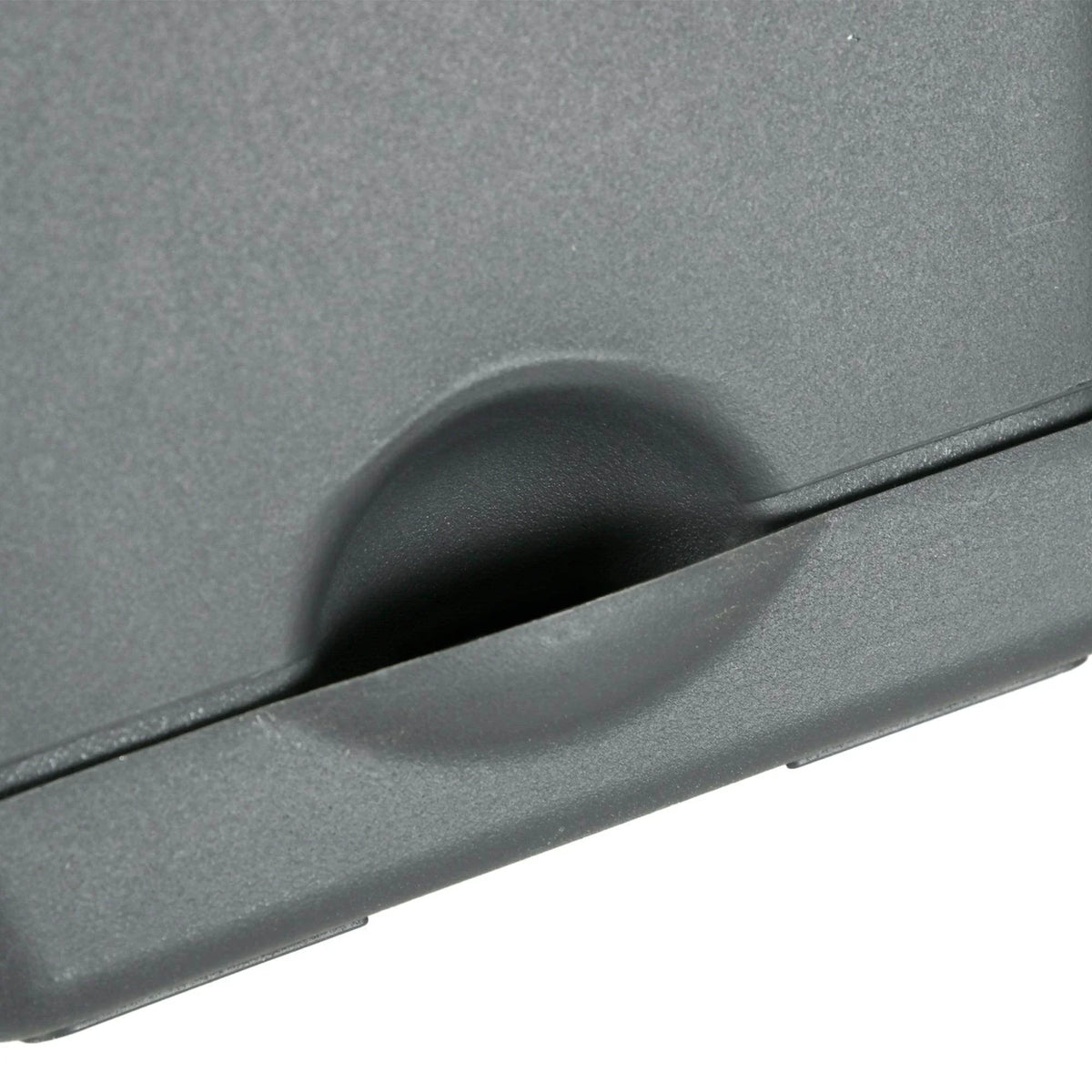Close-up of grey planter pot rim and side handle detail