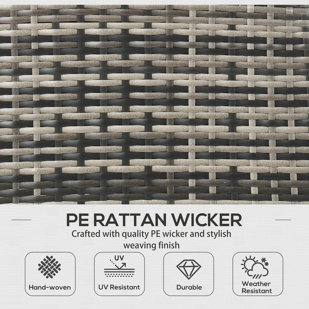 Dark gray PE rattan woven panel detail for outdoor seating