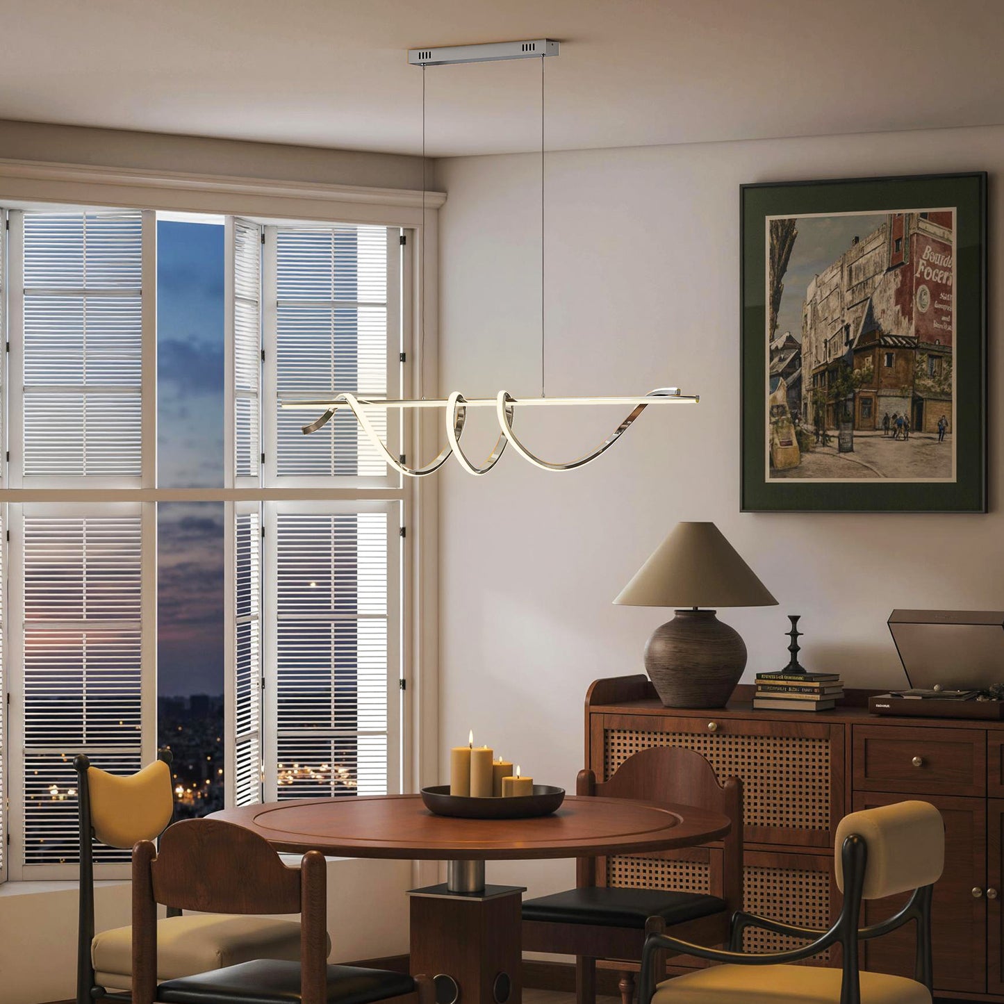 HOMCOM Pendant Light With 3 Color Temperatures In Silver Tone For Adjustable Ambience