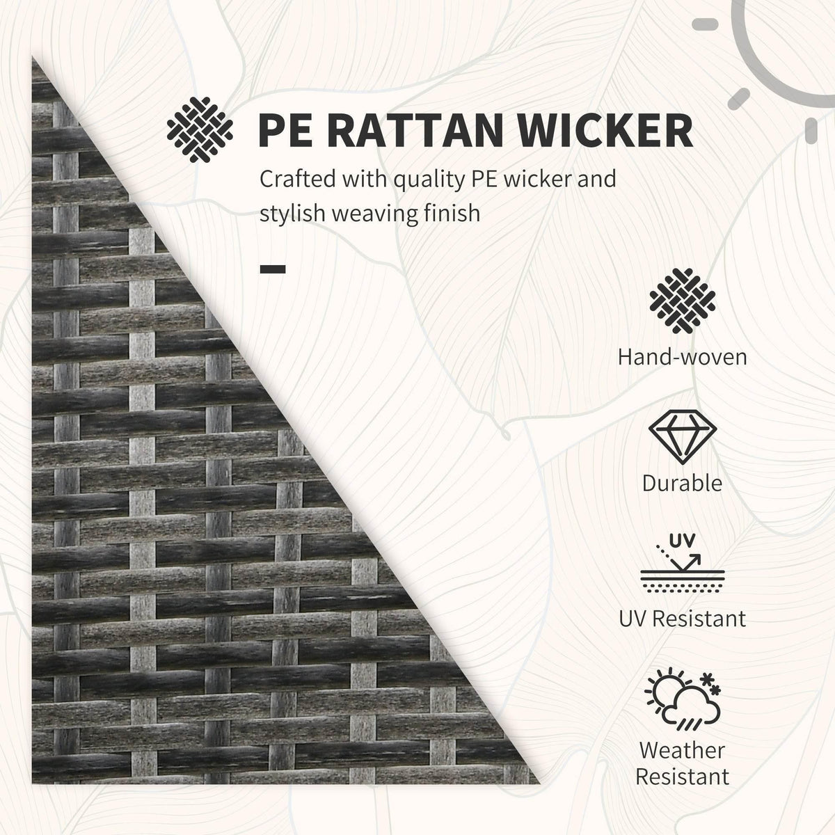 Grey PE rattan wicker weave texture on bistro furniture