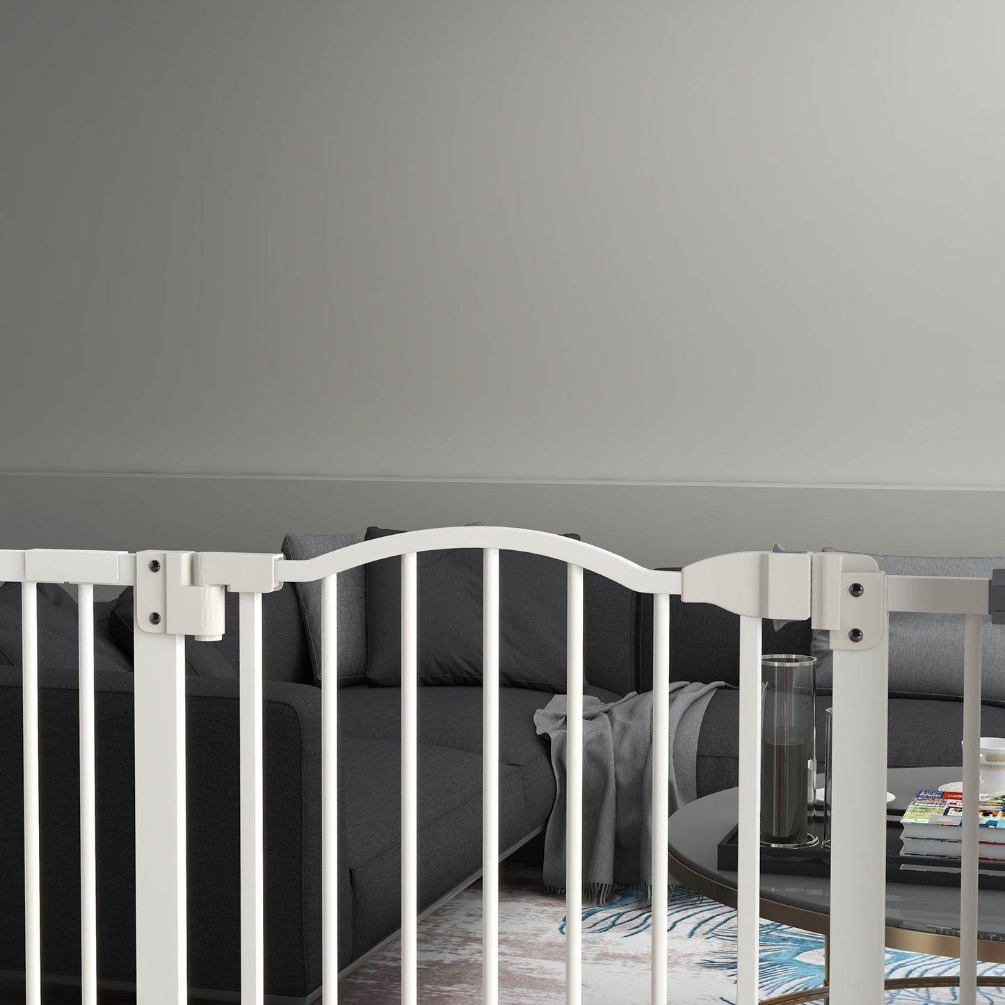 PawHut Metal Pet Safety Gate Dog Gate Folding Fence, White - ALL4U RETAILER LTD