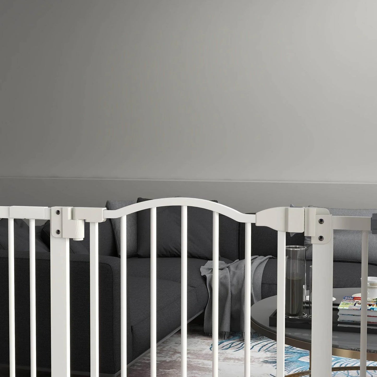 PawHut Metal Pet Safety Gate Dog Gate Folding Fence, White - ALL4U RETAILER LTD