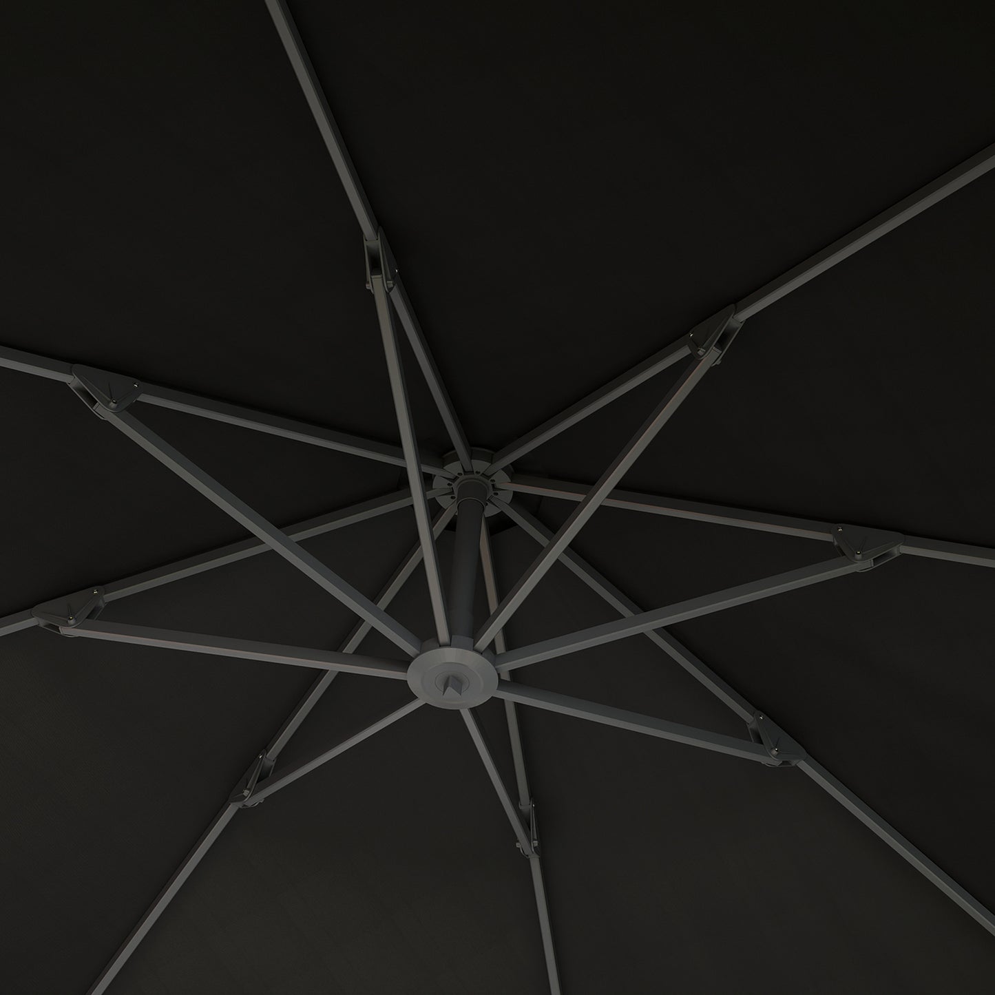Outsunny 3m Cantilever Parasol Round Overhang Umbrella With Crank Handle Base Aluminum Frame 360Rotation Banana Black
