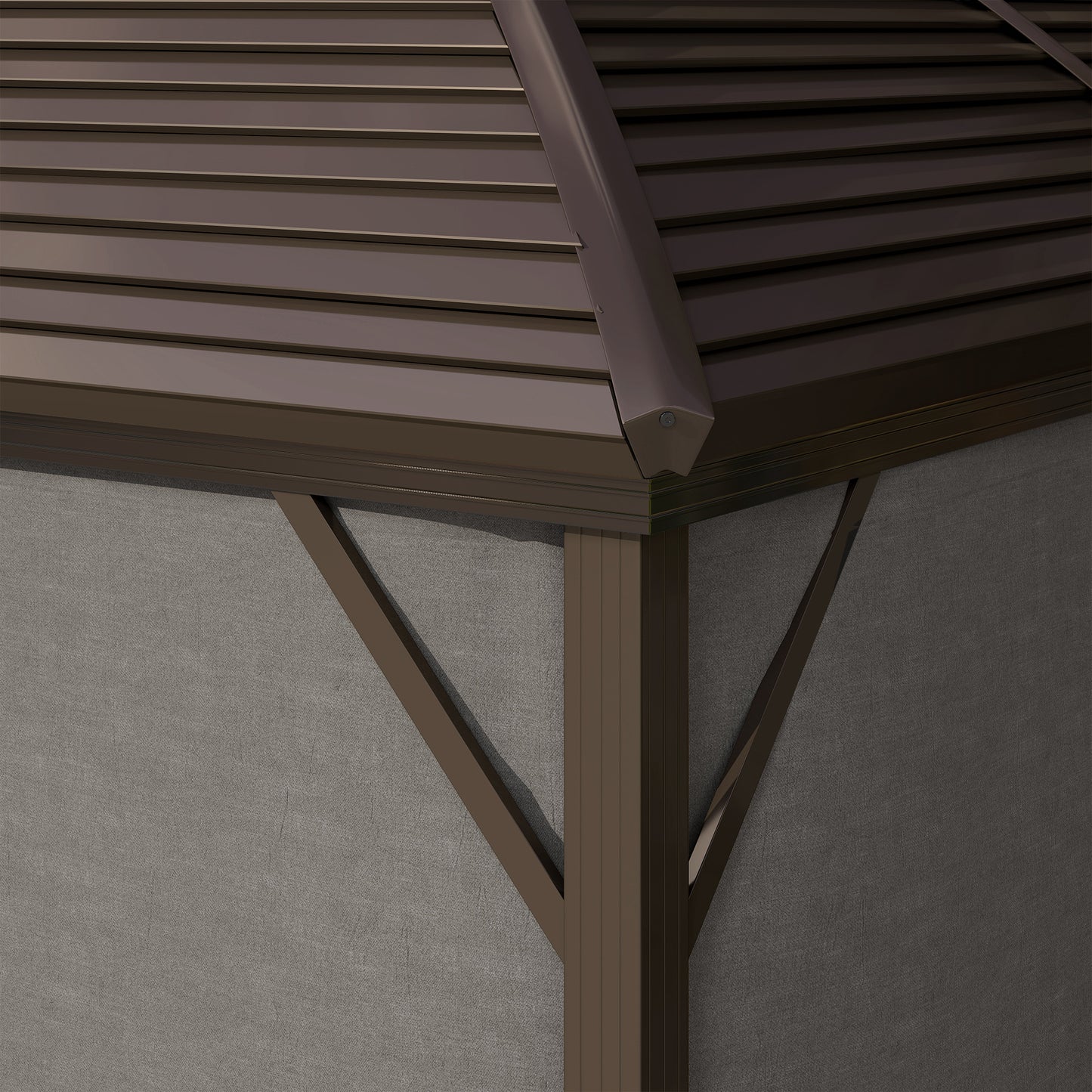 Outsunny 3m By 4m Hardtop Gazebo With Metal Roof And Aluminium Frame Pavilion With Netting Curtains In Dark Grey