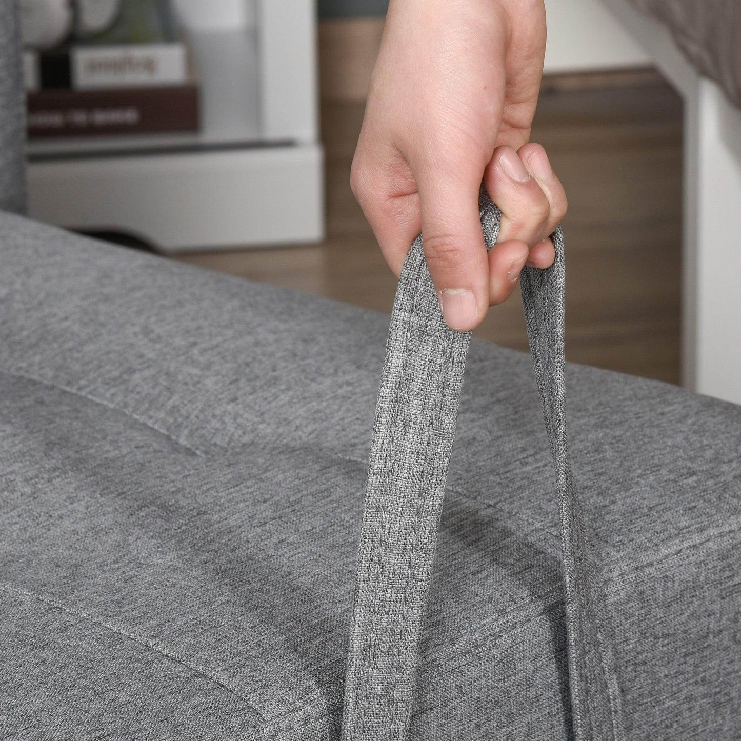 HOMCOM Convertible Single Chair Bed with Tufted Upholstered Fabric, Grey - ALL4U RETAILER LTD