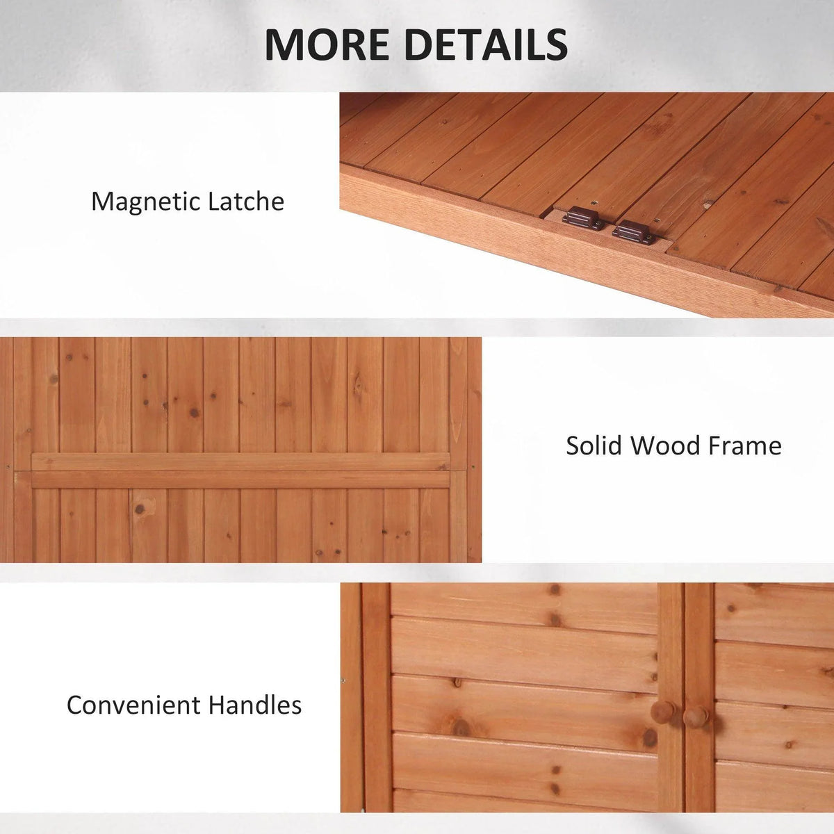 Wood potting bench with door latch, convenient handles, and solid wood frame