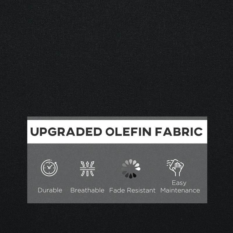 Black olefin fabric cushion material close-up with tight woven texture