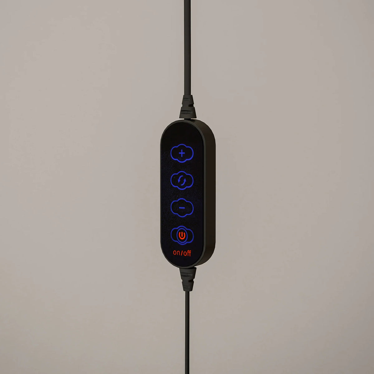 Black inline LED lamp controller with button controls and on/off switch