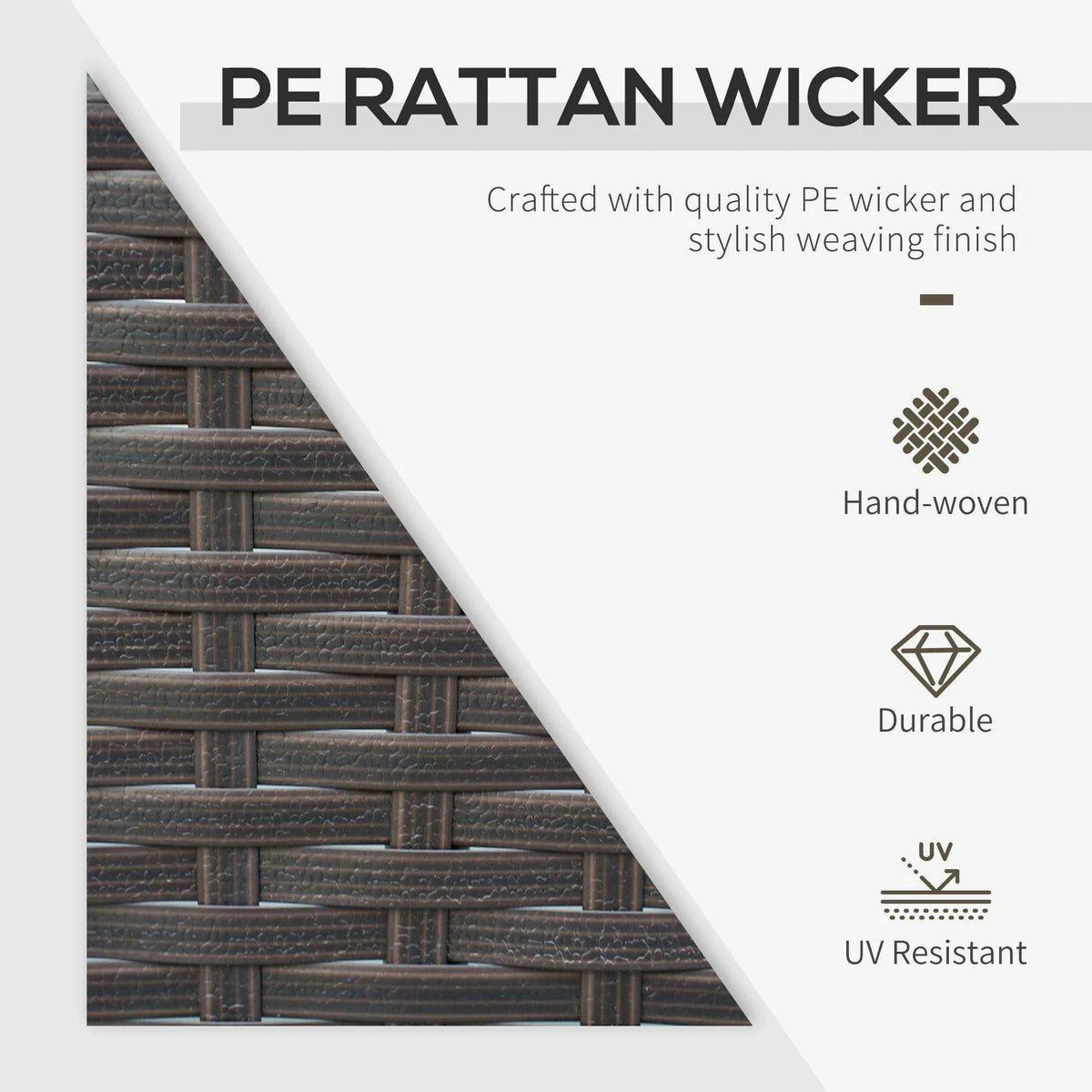Dark brown PE rattan wicker surface detail with tight woven texture
