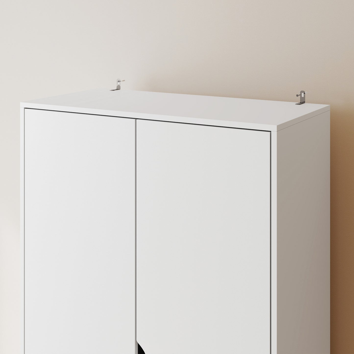 HOMCOM White 2 Door Wardrobe With 2 Drawers Hanging Rail And Shelves Wooden Feet