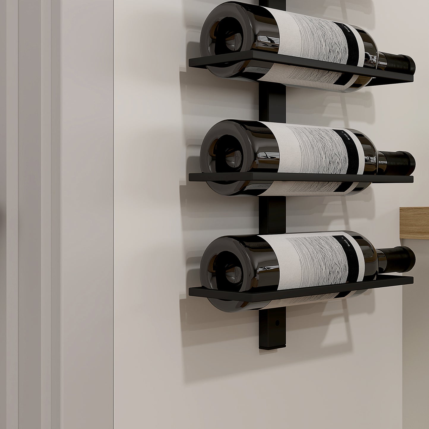 HOMCOM Wall Mounted 10 Tier Metal Wine Rack Display Storage Holder for Kitchen Dining Room Bar Cellar Black