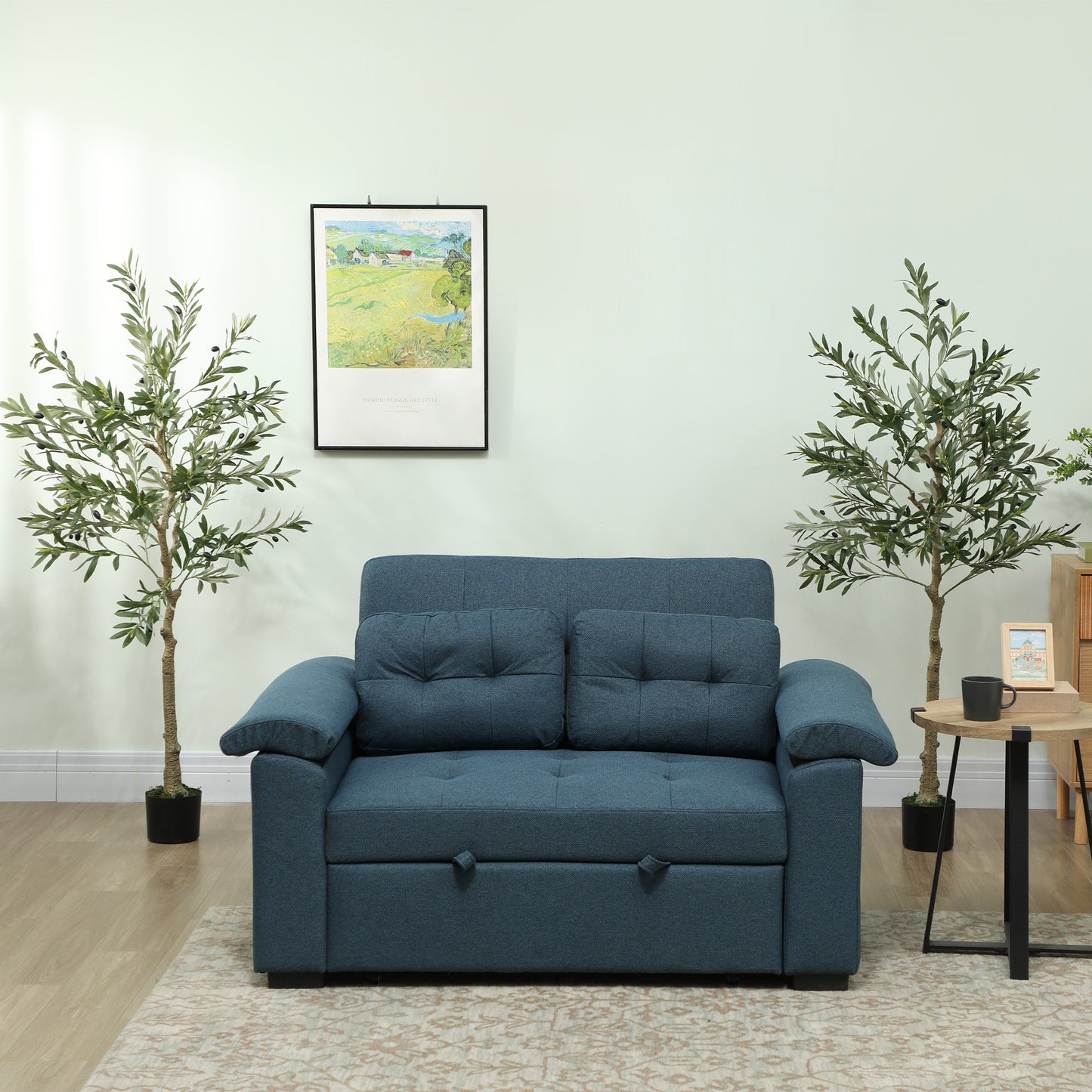 Homcom Set Of Two Silk Leaf Artificial Olive Trees With Cement Filled Pots For Home Decor