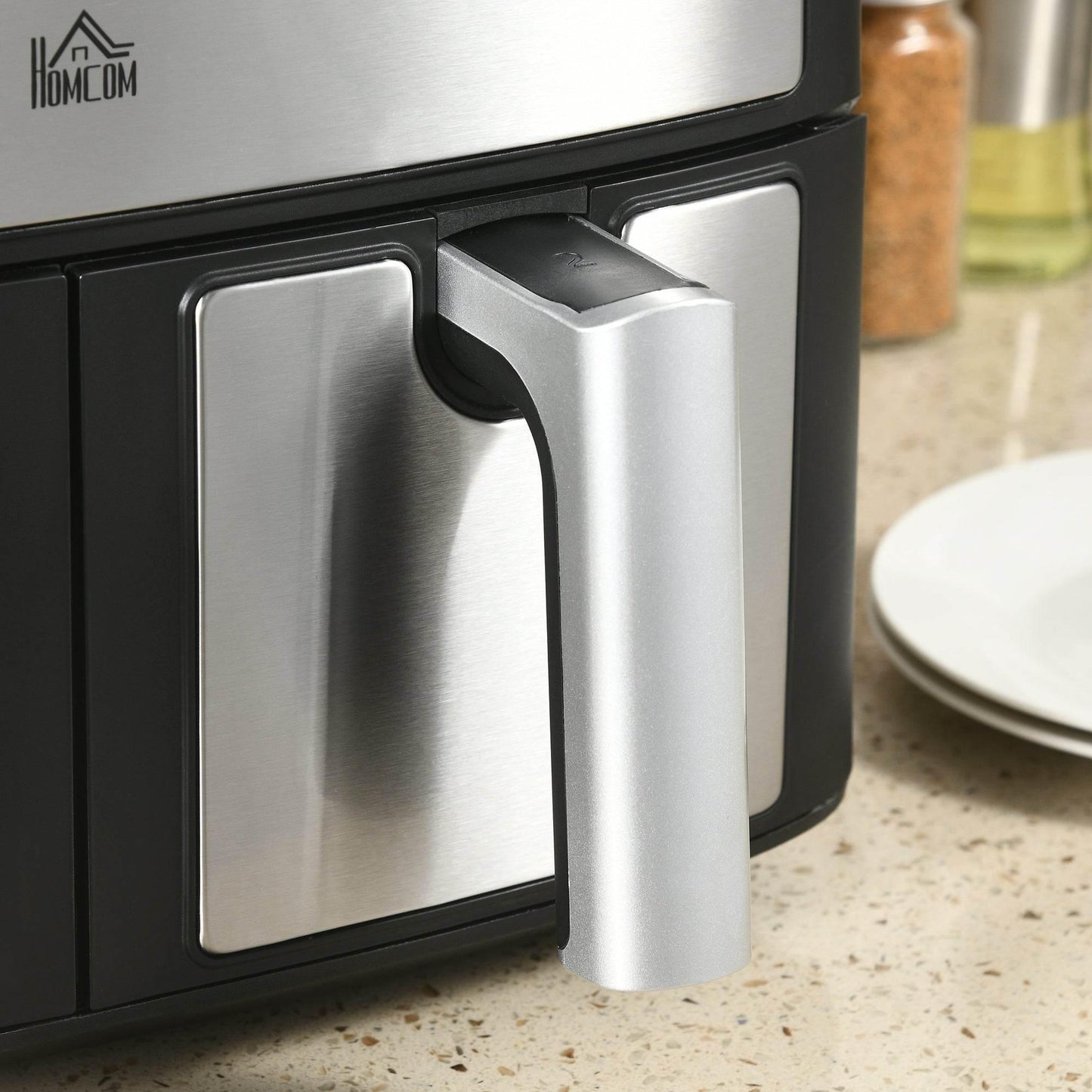 HOMCOM Dual Zone Air Fryer 10-in-1 8L Sync Cook Sync Finish 60-Minute Timer Oil Free Low Fat Cooking 2400W - ALL4U RETAILER LTD