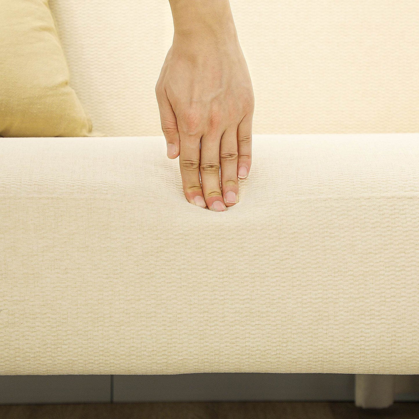 Cream White Velvet Comfort 2-Seater Loveseat with Thick Padding and Sturdy Wood Legs - ALL4U RETAILER LTD