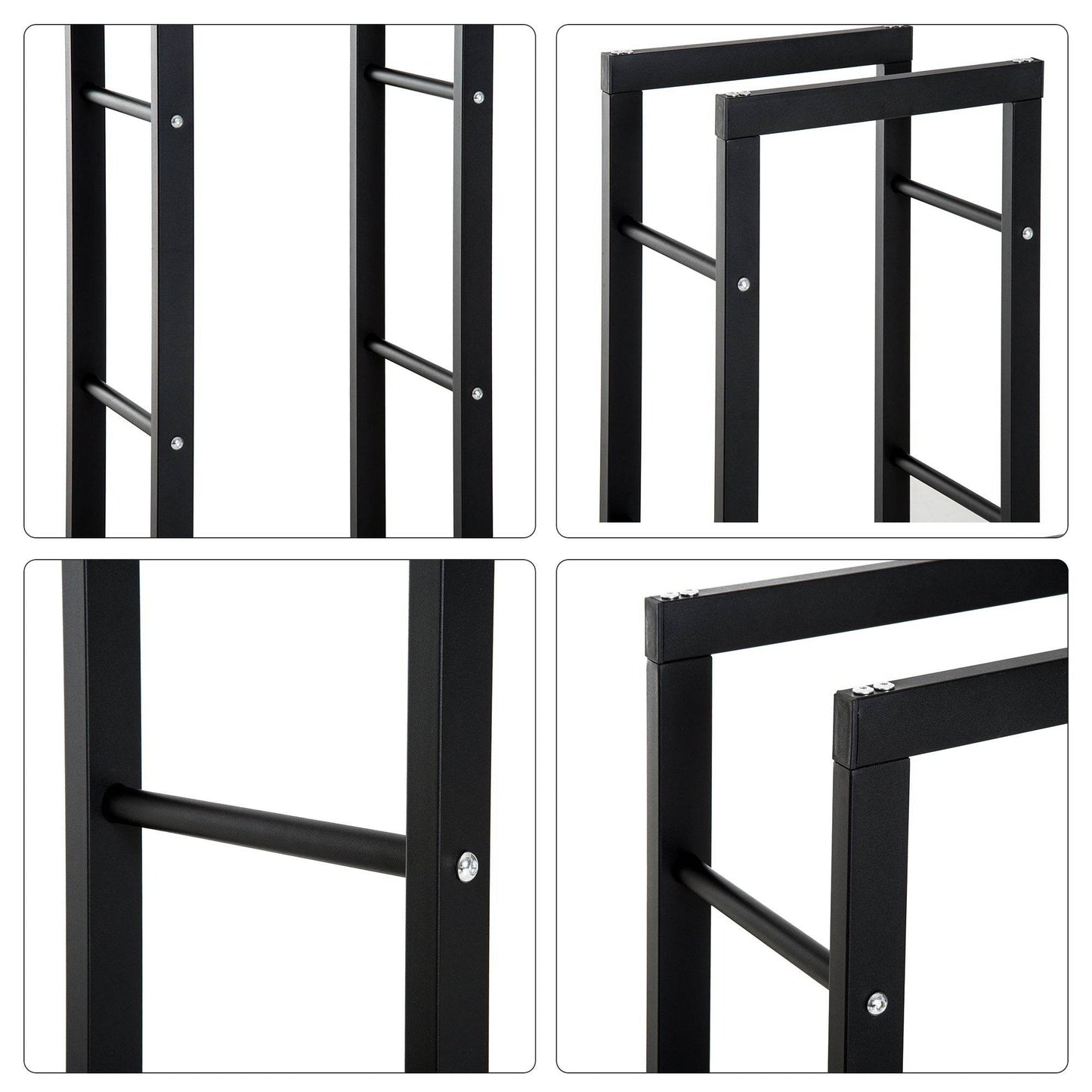 HOMCOM Sturdy Metal Firewood Log Holder Rack for Indoor and Outdoor Use - Black, 100cm Height - ALL4U RETAILER LTD