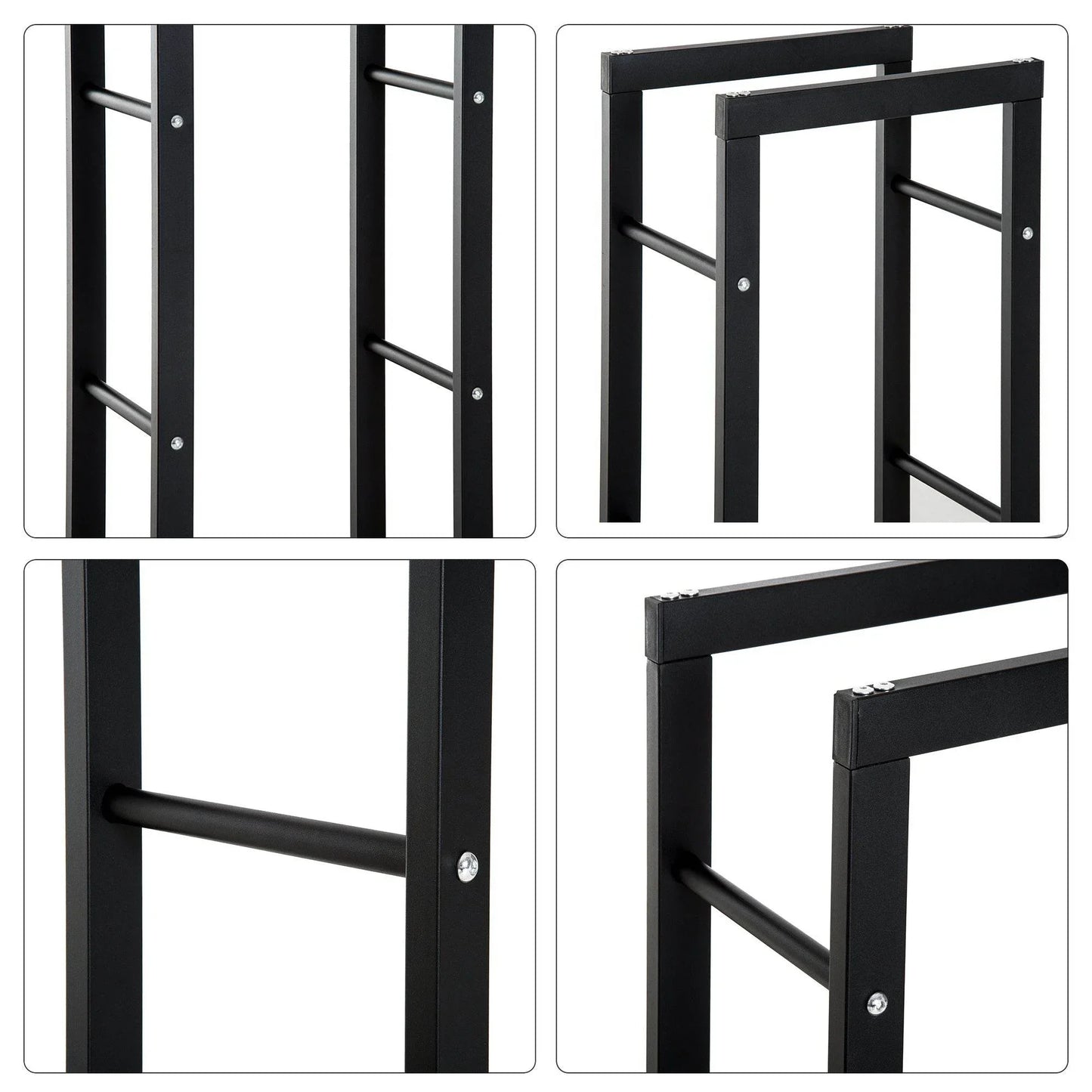 HOMCOM Sturdy Metal Firewood Log Holder Rack for Indoor and Outdoor Use - Black, 100cm Height - ALL4U RETAILER LTD