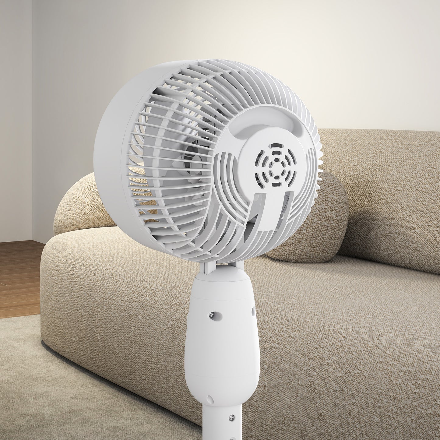 HOMCOM 12 Inch Pedestal Floor Standing Fan With 3 Speed Settings Oscillating Function For Bedroom Home Office White